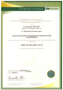 C Control PFS Kft. ISO 9001