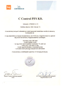 C Control PFS Kft. Ezüst fokozatú cég